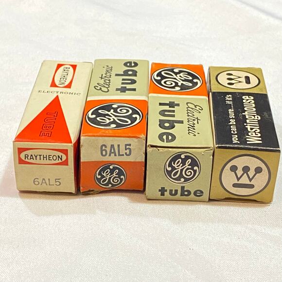 Vintage Lot of 4 Electron Vacuum Tubes 6AL5 Radio AMP Audio Not Tested As Is - Picture 3 of 3